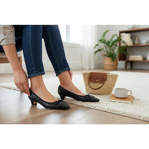 Paul Mayer Attitudes Quilted Titou Block Heel - Size‎ 7.5 NIB (New)